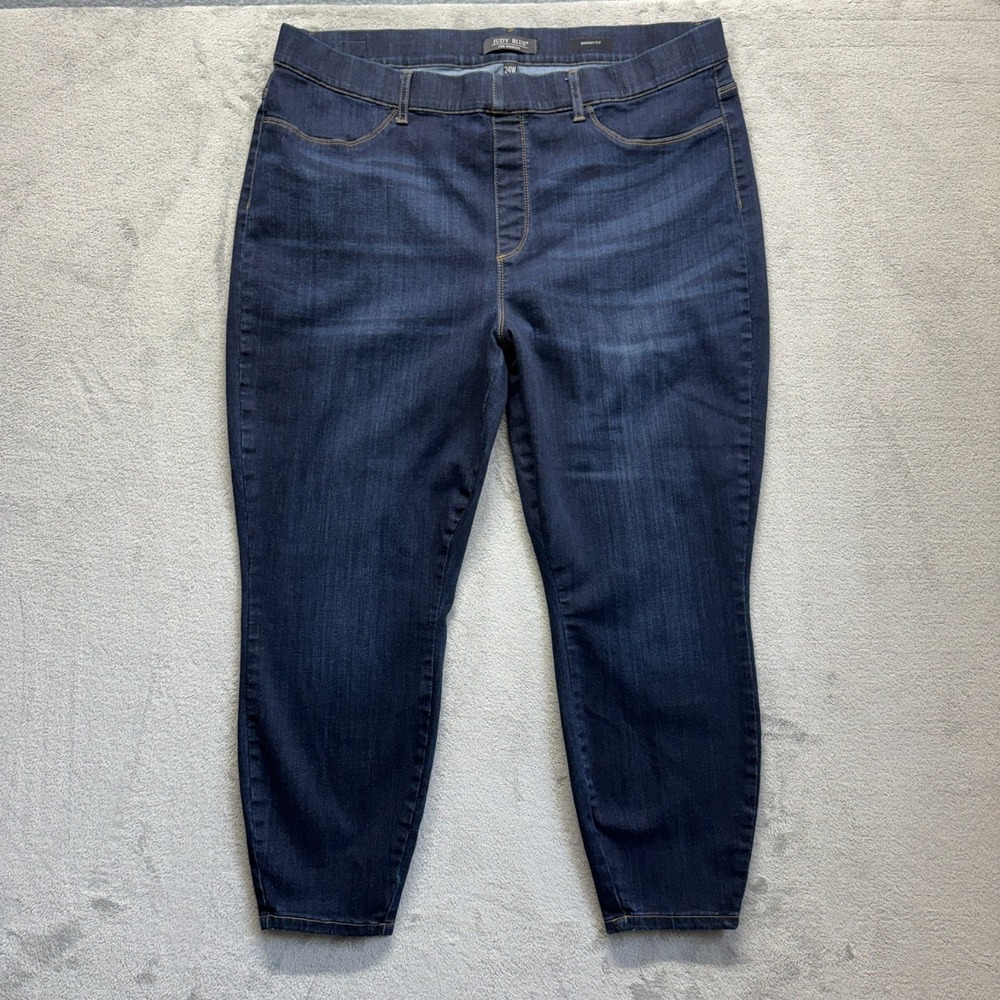 Judy Blue Jeans Womens 24W Plus Blue Pull On Skinny Jeggings Dark Stretch Denim